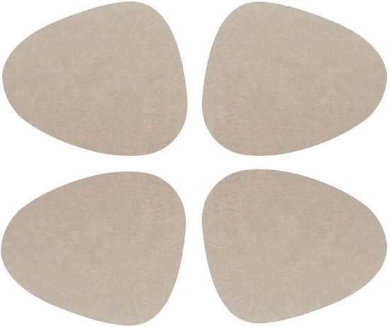 Set de 4 sets de table beige en cuir PU, forme galet.