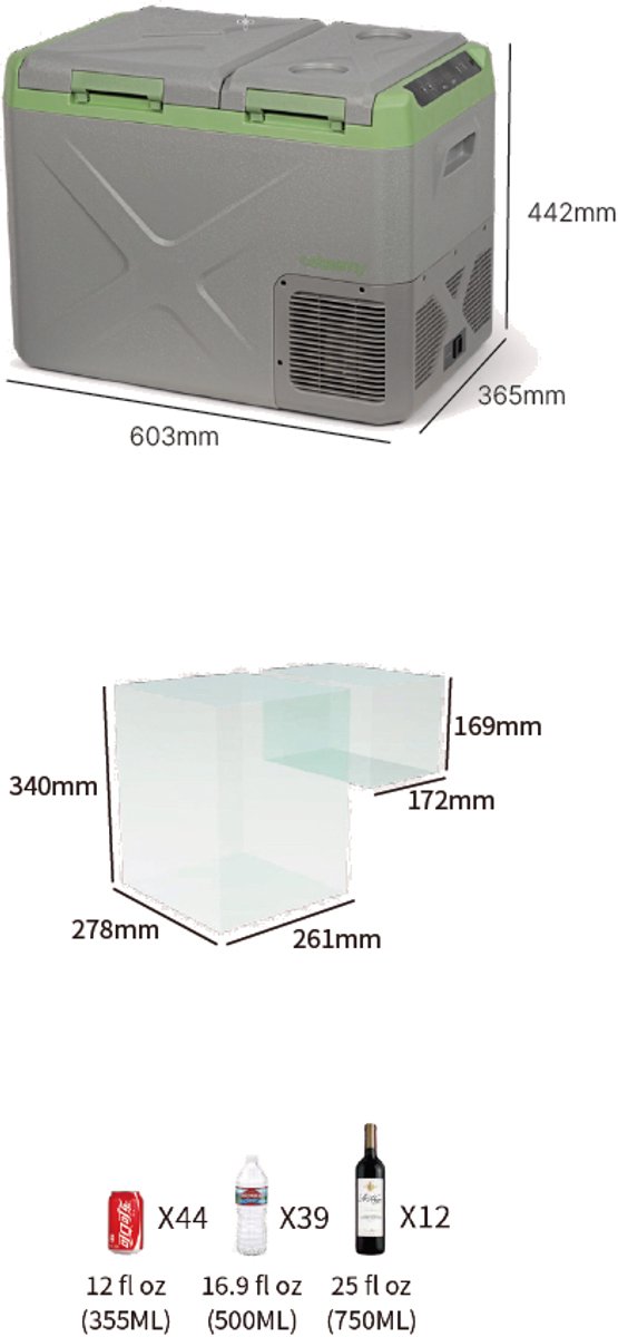 Steamy-E Elektrische Compressor Koelbox - Dual Compartment - Tegelijk koelen en vriezen - 32 liter - 12V en 230V - voor auto en camping - Grijs – foto 8