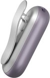 Paars PLAUD NotePin-apparaat met zilverkleurige clip.