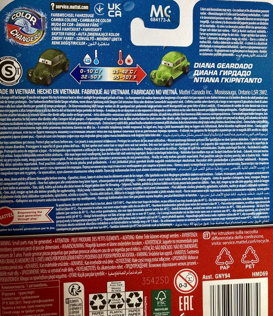 Disney Cars auto Diana Geardado Cars movie On The Road voertuig Color Changers - afmeting 8 cm schaal 1:55 van Mattel — afbeelding 2