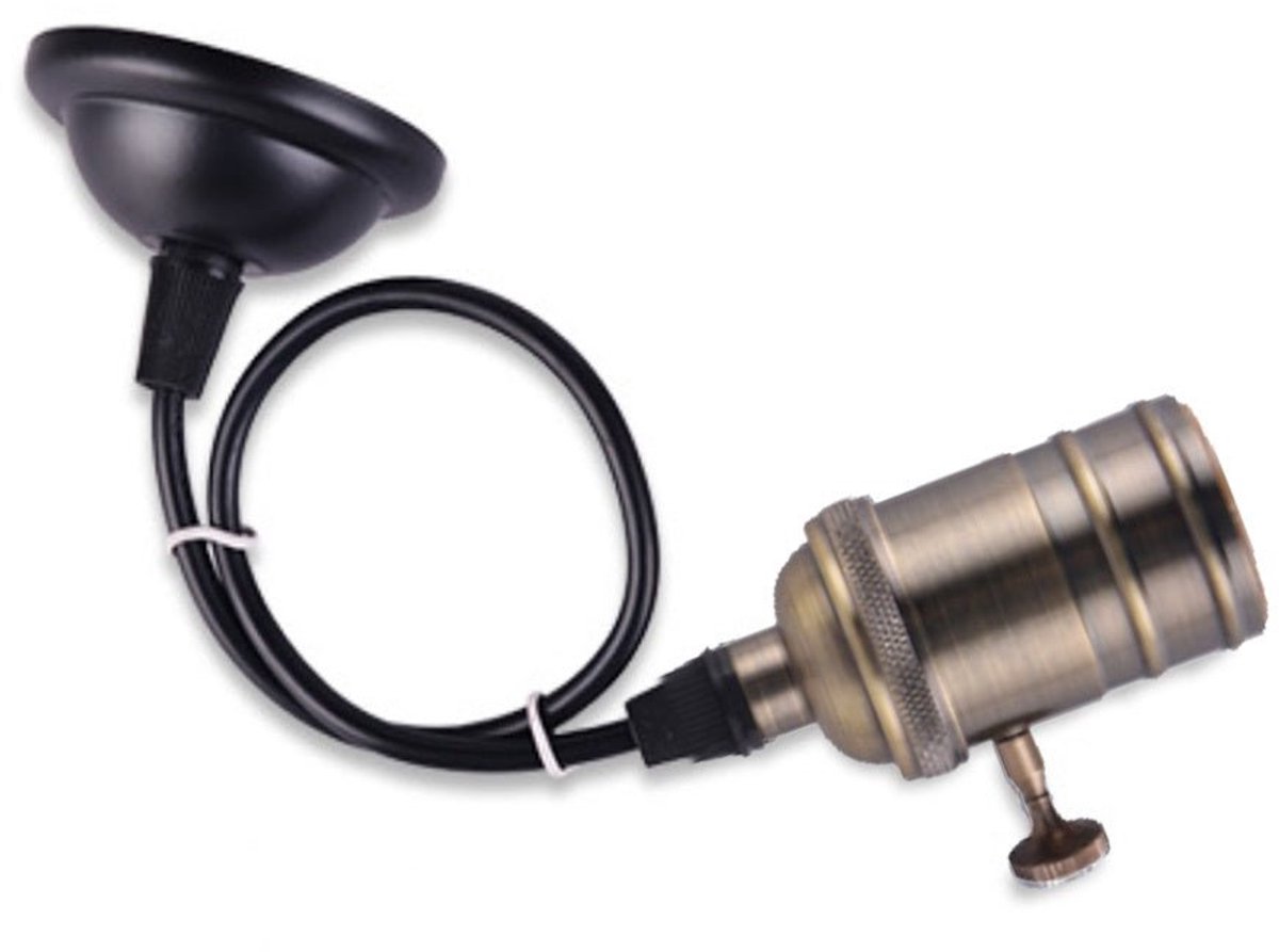 LED hanglamp vintage | pendel lamphouder E27 | industrieel draaiknop | antiek brons 120cm