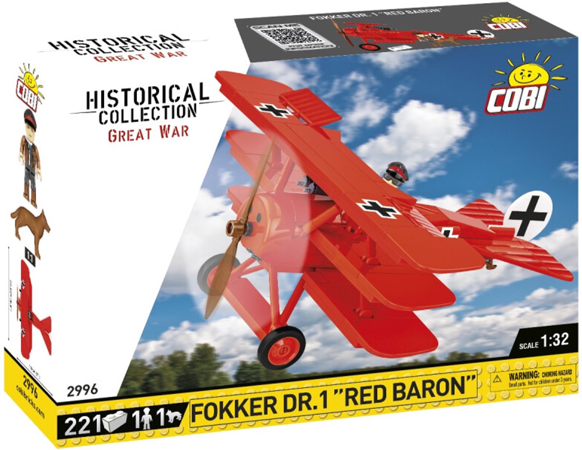 COBI Historical Collection - Fokker Dr.1 Red Baron Constructiespeelgoed thumbnail 3