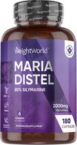 WeightWorld Mariadistel capsules - 2000 mg - 80% silymarin - 180 vegan capsules voor 6 maanden voorraad