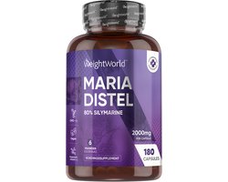 WeightWorld Mariadistel capsules - 2000 mg - 80% silymarin - 180 vegan capsules voor 6 maanden voorraad