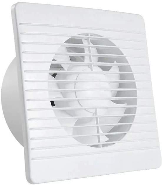 Badkamer ventilator 100mm wit stil 35dB energiezuinig met anti-muggen terugslagklep WiseGoods