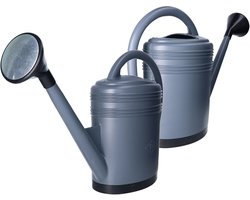 EDA Gieter - 2x stuks - grijs - kunststof - metalen broeskop - 15 liter - Gieters voor buiten