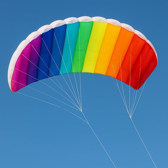 RAMBUX® - Matras Vlieger - Regenboog Kleur - Kinderen & Volwassenen - Kite - 140 x 60 cm Matrasvlieger - 30 Meter Lijn op Haspel
