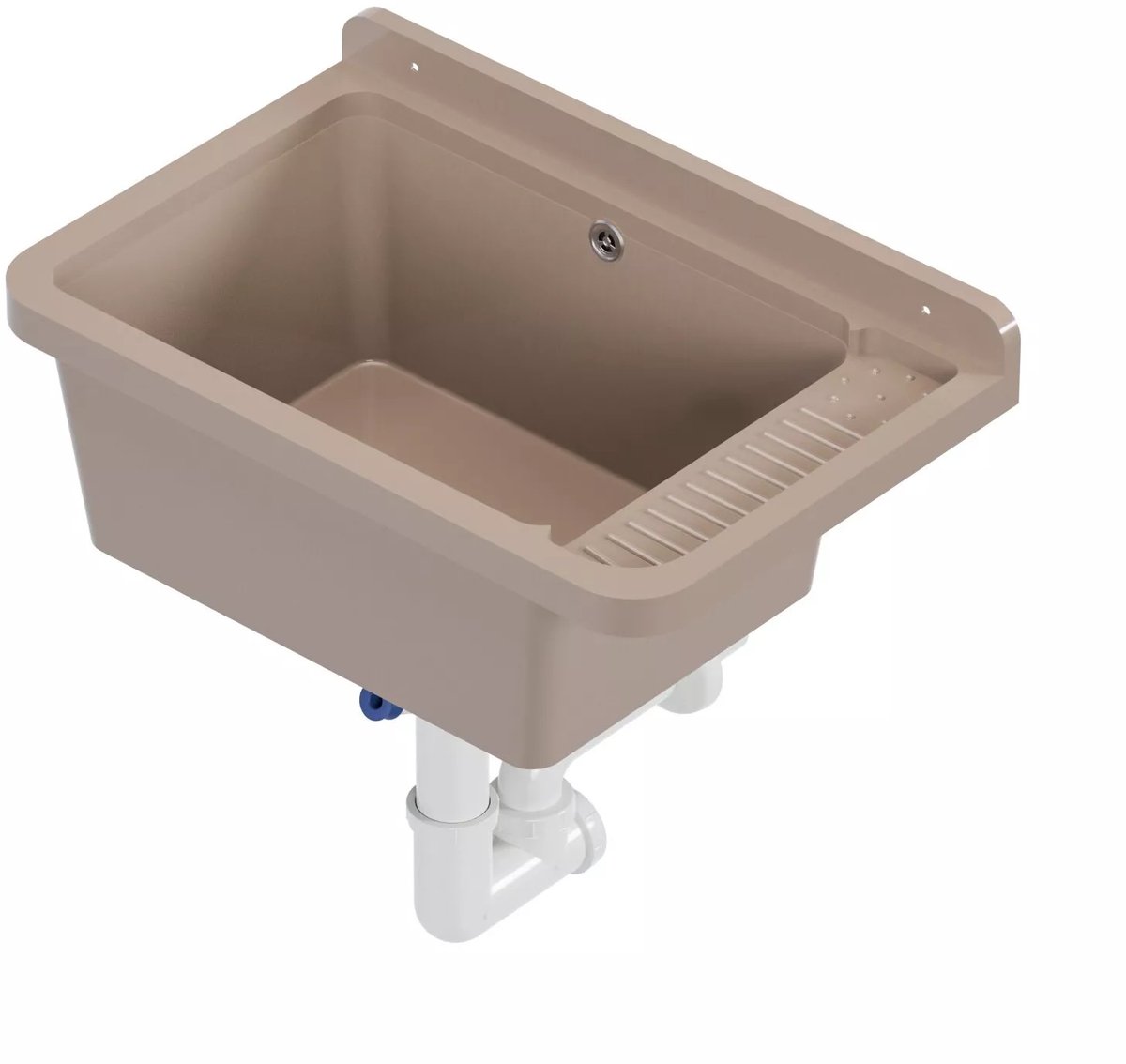 QLS Gootsteen 50x34 cm van Kunststof met Sifon Beige Garage Werkplaats 11120