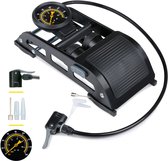 Bol.com Dunlop Dubbele Voetpomp met Manometer - Luchtpomp voor Auto Fiets Motor en Bal - Fietspomp met Drukmeter - Pomp met Schr... aanbieding