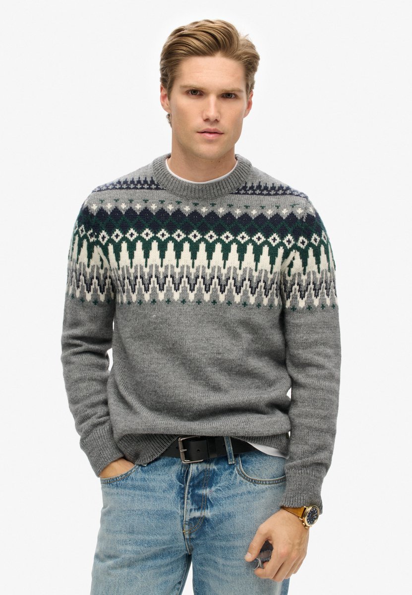 Superdry Gebreide Fairisle trui met ronde hals Heren Sweaters Multicolor