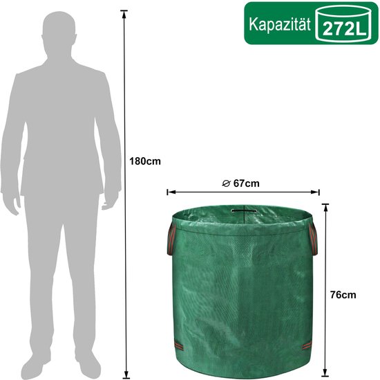 4 Stuk 272L Tuinafvalzak,Tuinzak,Bladzak,Tuinzakken, 150 g/m², Dubbele bodem,UV-bestendig, waterdicht,opvouwbaar, herbruikbaar, voor bladeren en groensnijden, tuinafval — afbeelding 3