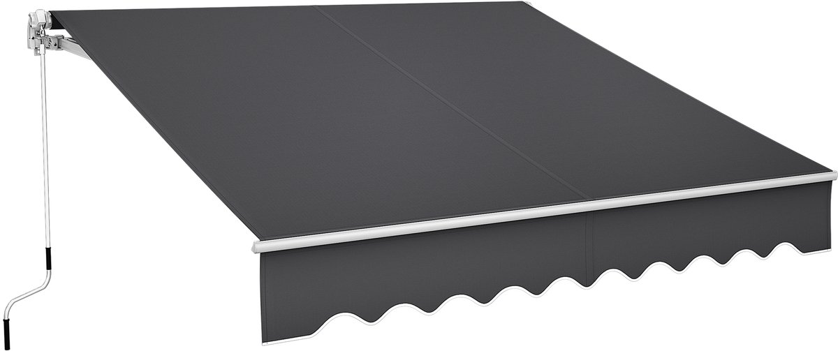 Aufun Inklapbare Klemluifel Van Aluminium En Polyester, Zonwerend Zonnescherm Met Zwengel, Voor Buitenterras (200X250cm, Donkergrijs)