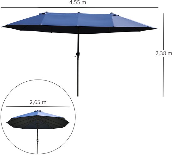 4goodz Duo- parasol 460x270 cm - parasol XL large - Gris foncé