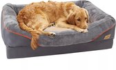 Lit orthopédique pour chien BingoPaw XXL - Coussin pour chien avec Sponge de 10 cm d'épaisseur - Housse amovible et lavable - Grand lit Puppy - Antidérapant - Gris 120 x 90 cm