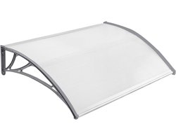 NAIZY 150 x 100cm luifel voor voordeur gebogen luifel voordeur uit polycarbonaat en aluminium frame voor garage balkon raam huis - Grijs