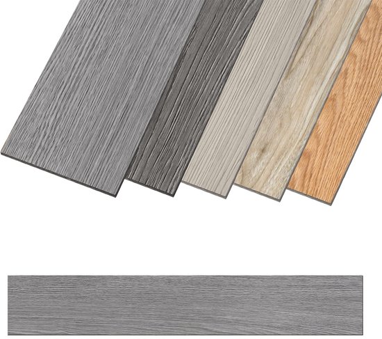 Ensemble de stratifiés PVC autocollants (18 pièces, 2,51 m²) imperméables et antirouille pour Cuisine, salon et balcon, chêne gris clair