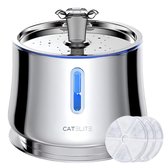 CatElite® - RVS Drinkfontein Kat - Waterdispenser incl. 3 filters - 2.5L Waterfontein Kat - Kattenfontein - Fluisterstil