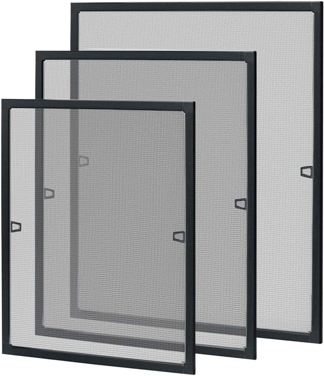 NAIZY Vliegenhor Raam met Aluminium Frame 100x120cm Hor Muggenhor Vliegenhor Raamnet Spanraam Muggenhor Zonder Boren en Schroeven, Antratisch