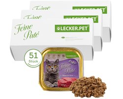 51 x 100 g Lecker.Pet® Emily's Feine Paté Rijk aan Rund Nat Kattenvoer Complete voeding