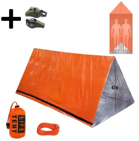 Noodtent 2 Persoons + Noodfluitje - Waterdicht - Noodpakket Tent