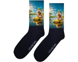 Pensioen cadeau hem haar - Labradoodle - Grappige sokken - Origineel cadeau - Verjaardag cadeau - Sint cadeau - Leuke sokken - Vrolijke sokken - Cadeautje - Grappig cadeau - Vissen - Afscheidscadeau - Kerstcadeau - Vaderdag - Moederdag - Maat 37-44