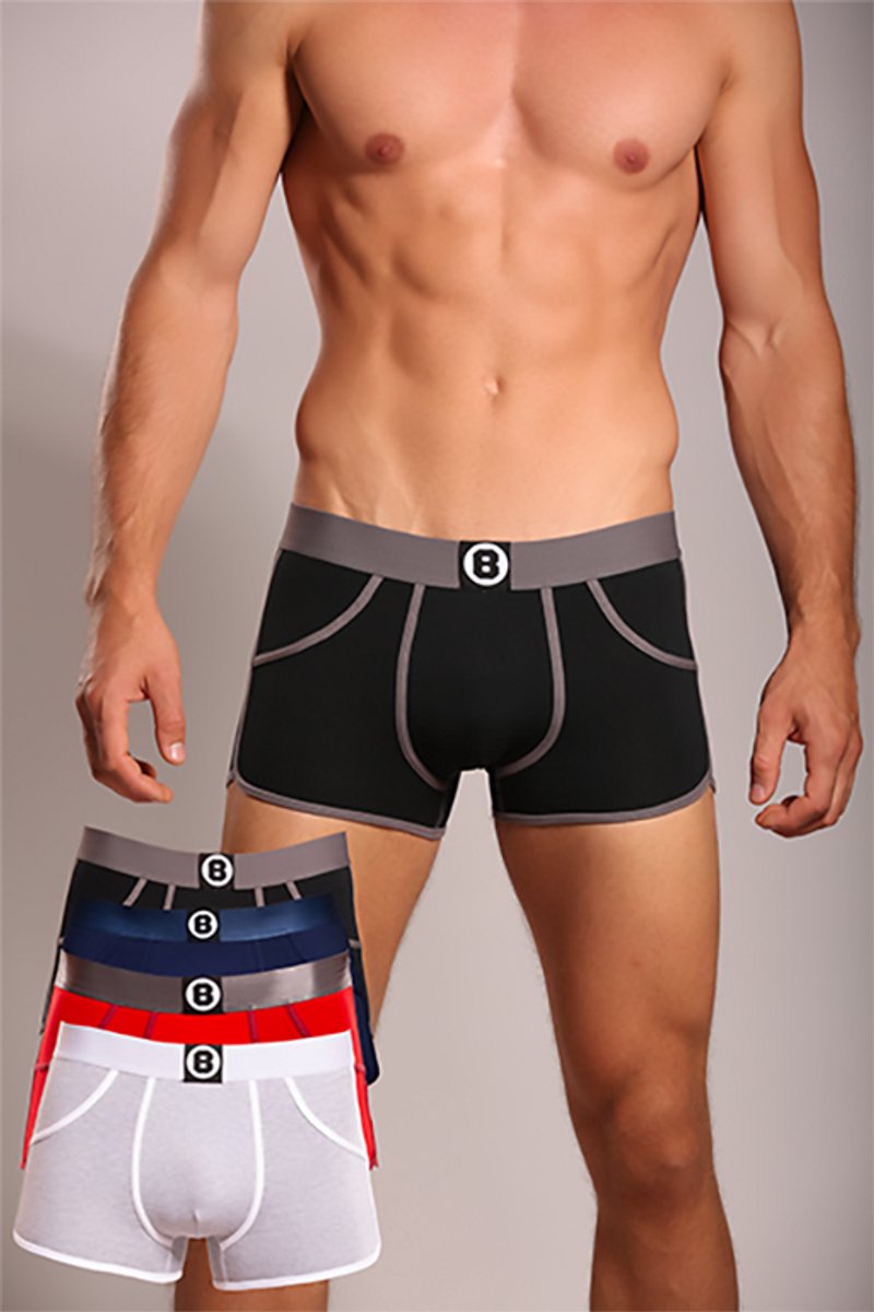 Bolas Underwear | Heren Boxershort | Katoen | 4 Pack | Effen | Zwart | Blauw | Grijs | Rood | Maat L