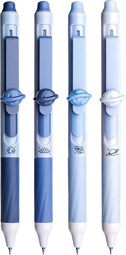 Ainy - Ensemble de stylos effaçables Planet 4 pièces | stylos effaçables de couleur pour trousse ou trousse | Coffret cadeau de stylos à bille à dessin idéal pour enfants et adultes