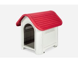 Topmast Hondenhok kunststof voor buiten en binnen - Rood + lichtgrijs 59 x 75 x 66 cm - Weersbestendig