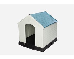 Topmast Hondenhok kunststof voor binnen of buiten - Weersbestendig 73,6 x 66,5 x 69,5 cm - Wit + Blauw - Medium