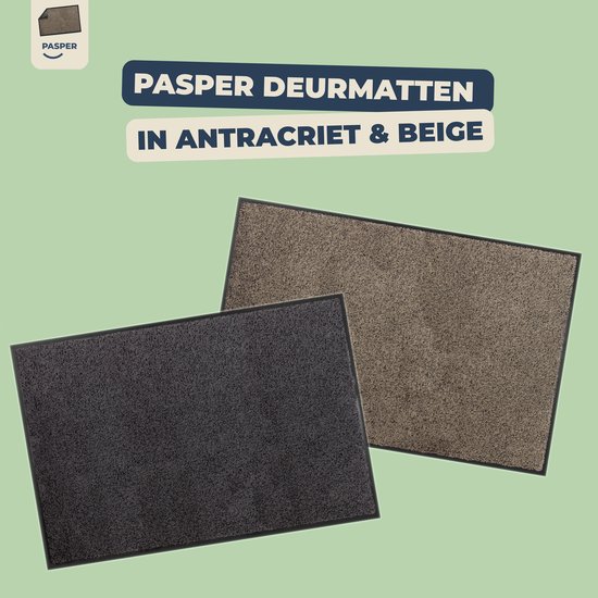 Paillasson intérieur marche à sec - 60 x 80 cm - Anthracite - Matériaux 100% recyclés - Fabriqué en België - Paillassons Pasper