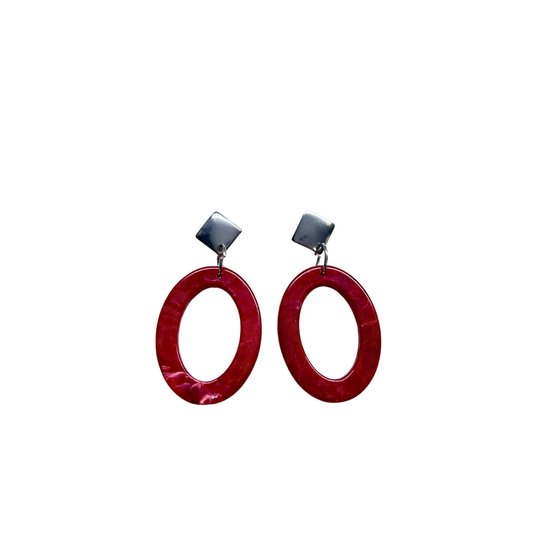 2 Love it LunaLoops Burgundy - Boucles d'oreilles - Statement - Bordeaux - Couleur argent