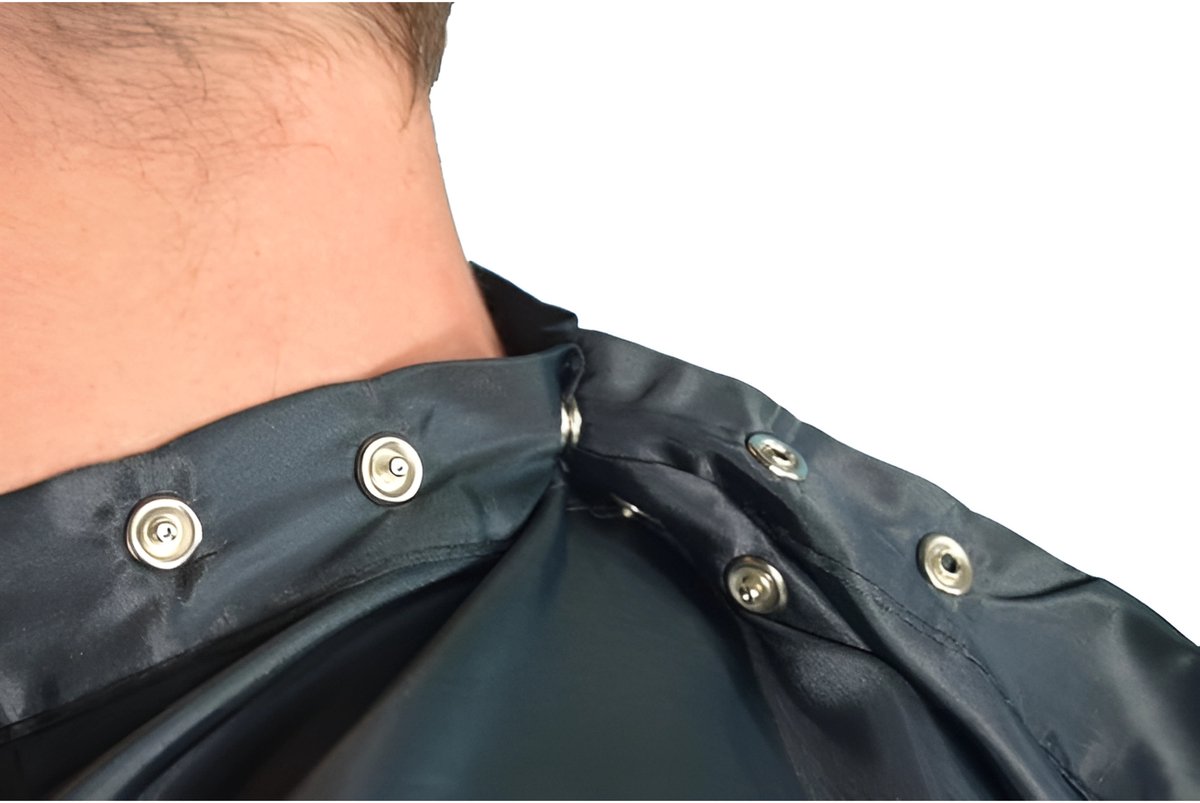 Guardian Beauty Kapperscape met Drukknopen - Zwart - Waterdichte Haarknipcape voor Salon- en Thuisgebruik
