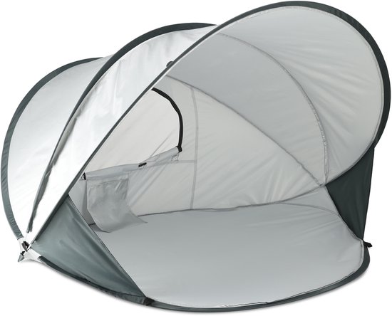 Deryan Luxe Pop Up Strandtent XXL - Anti-UV 50+ - Zilver