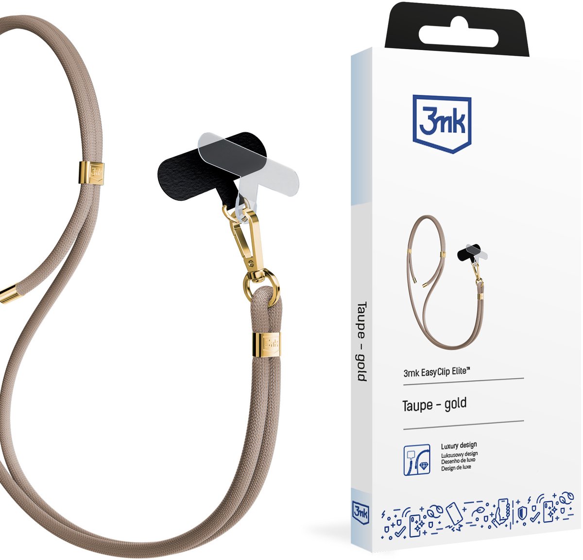 Telefoonkoorden Accessoires Taupe (goud) - 3mk EasyClip Elite