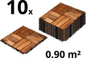 Terrastegels - Acaciahout - 10 Stuks - 0.90 m² - Bruin - 12 Latjes - Vlondertegels - Balkontegels - Makkelijke en Snelle Montage
