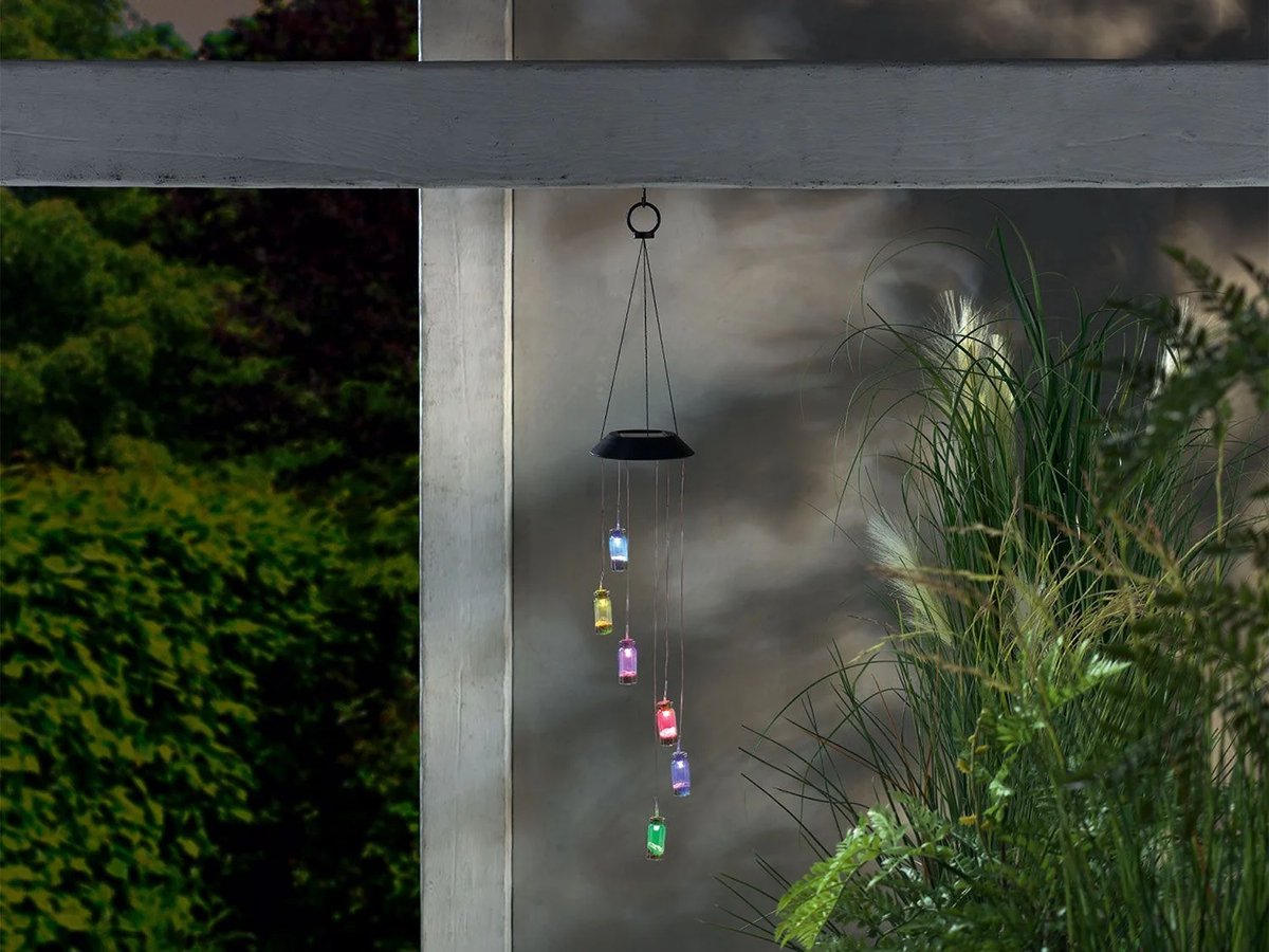 Livarno home Solar Windspel - Zandflesjes - Verlichtingsduur 8 uur - Windgong - Hangend 78cm