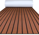 TeakFoamShop – Tapis de bateau en mousse de teck EVA Pro Series – Revêtements de sol autocollant Premium Bateaux – 240 x 60 cm – Marron foncé avec lignes noires – Durable et Luxe , antidérapant
