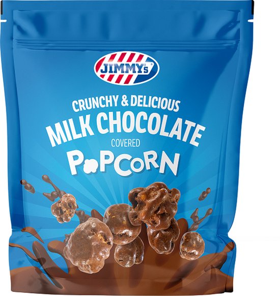 JIMMY's Popcorn Milk Chocolate - knapperige popcorn met romige melkchocolade - 12 x 120 gram