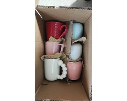 Keramische Mokken Set - 6 Meerkleurig - Stapelbaar - Gladde Afwerking-Ideaal voor Koffie, Thee en Warme Dranken