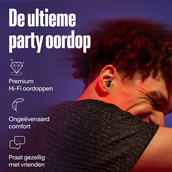 Alpine Tune Oordopjes Festival - Concert Oordopjes met Geluidsdemping - Hifi Geluidskwaliteit - 19dB Gehoorbescherming met Helder Geluid - 4 Maten Oordoppen - Voor Concerten, Feesten, Raves & Clubs - Zwart