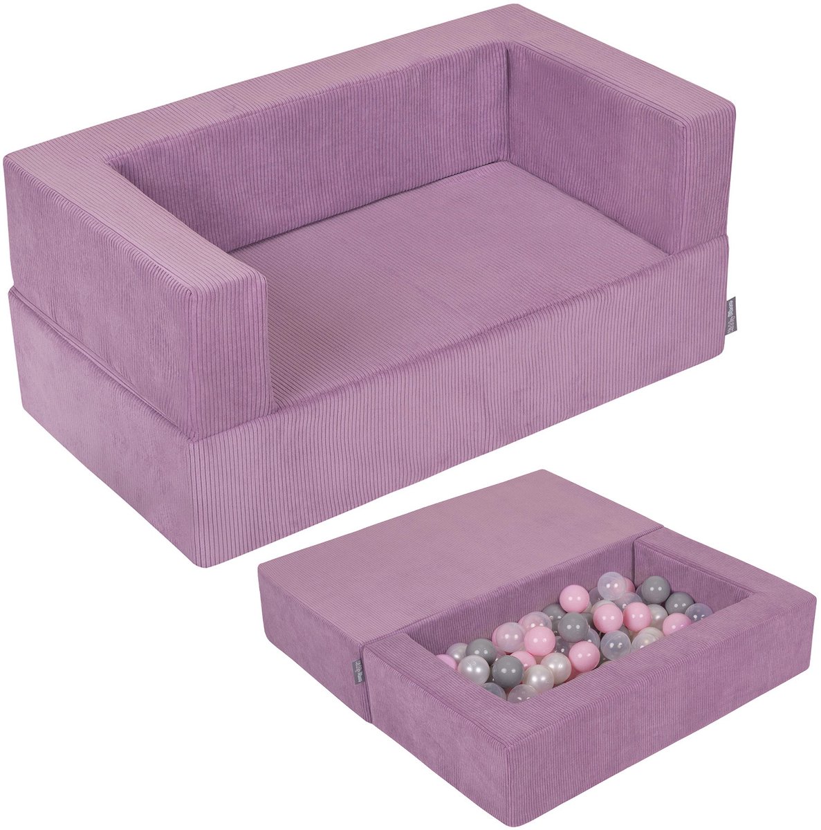 KiddyMoon Kinderbank En 100 Ballen/7Cm Voor Kinderen Zachte Schuimstof Sofa Licht Modulaire Sofa Veelzijdig Afneembare Hoes Perfect Om Te Spelen Leren En Ontspannen, Paars