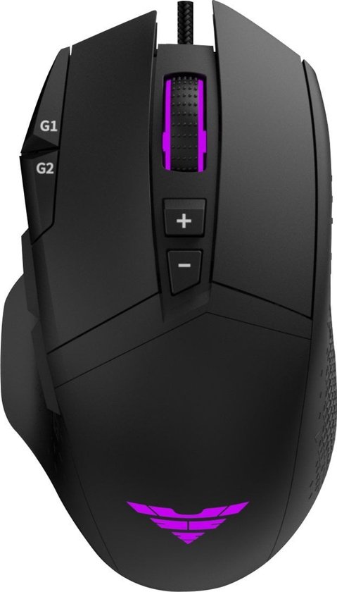 PREYON Falcon Gaming - Bedrade Muis - 12 400 DPI - RBG - Optische Sensor - Zwart