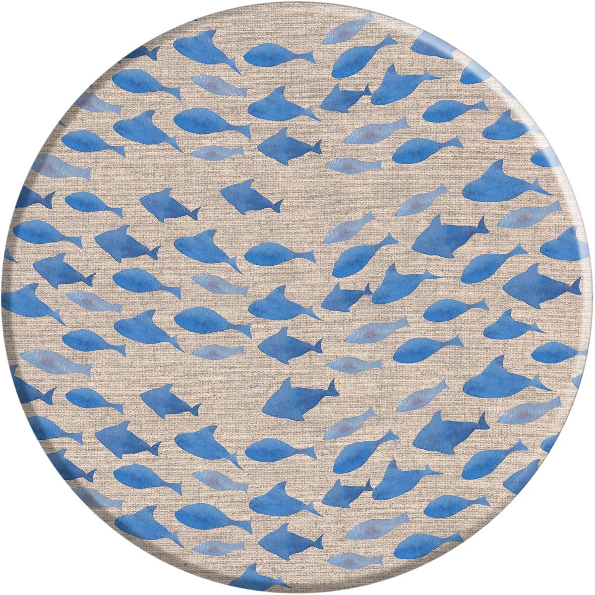 MixMamas Rond Tafelkleed Gecoat - Ø 160 cm – Blue Fish