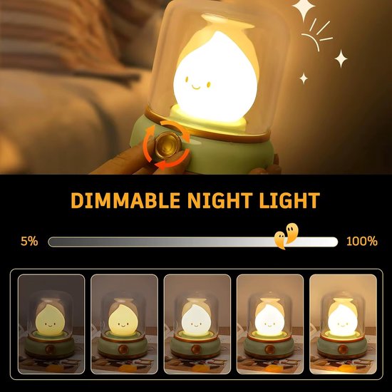 Lachende Nachtlampje - dimbaar met led - Lange Werktijd - kindvriendelijk Design - Dimbaar en USB oplaadbaar - LED - Timer - Schattig ontwerp - Kraamcadeau - Kinder en babykamer sfeer verlichting van Merkloos — afbeelding 4