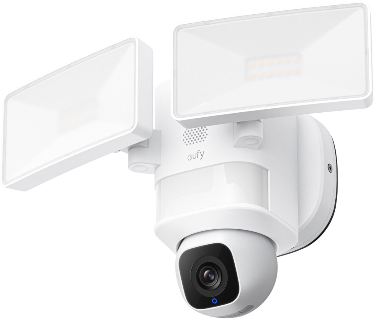 eufy Security E30 Floodlight Camera – 360° Pan & Tilt – 2K Video – AI Detectie en Tracering – 2000 Lumen – Aangepaste Stem- en Lichtwaarschuwingen – 24/7 Opname – Geen Maandelijkse Kosten – Wit