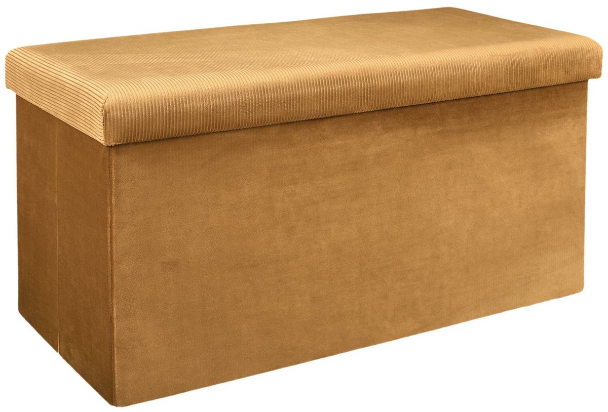Home Deco - Poef/hocker Velvet - opvouwbaar - okergeel - polyester/MDF - 76 x 38 cm