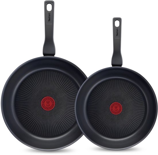 Lot De 2 Poêles Tefal XL Force C38590 - 24 Et 28 Cm, Revêtement Antiadhésif Durable, Indicateur Thermo-Signal, Made In France
