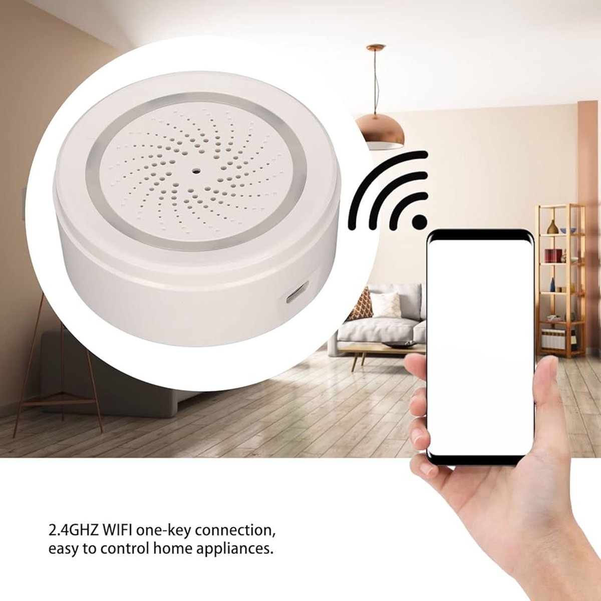 MOES Tuya sirene met vocht| en temperatuursensor | wifi 2,4GHz | werkt met Tuya Smart en SmartLife | 3 in 1 alarm | breidt je smart home uit | meerdere ringtones bruikbaar