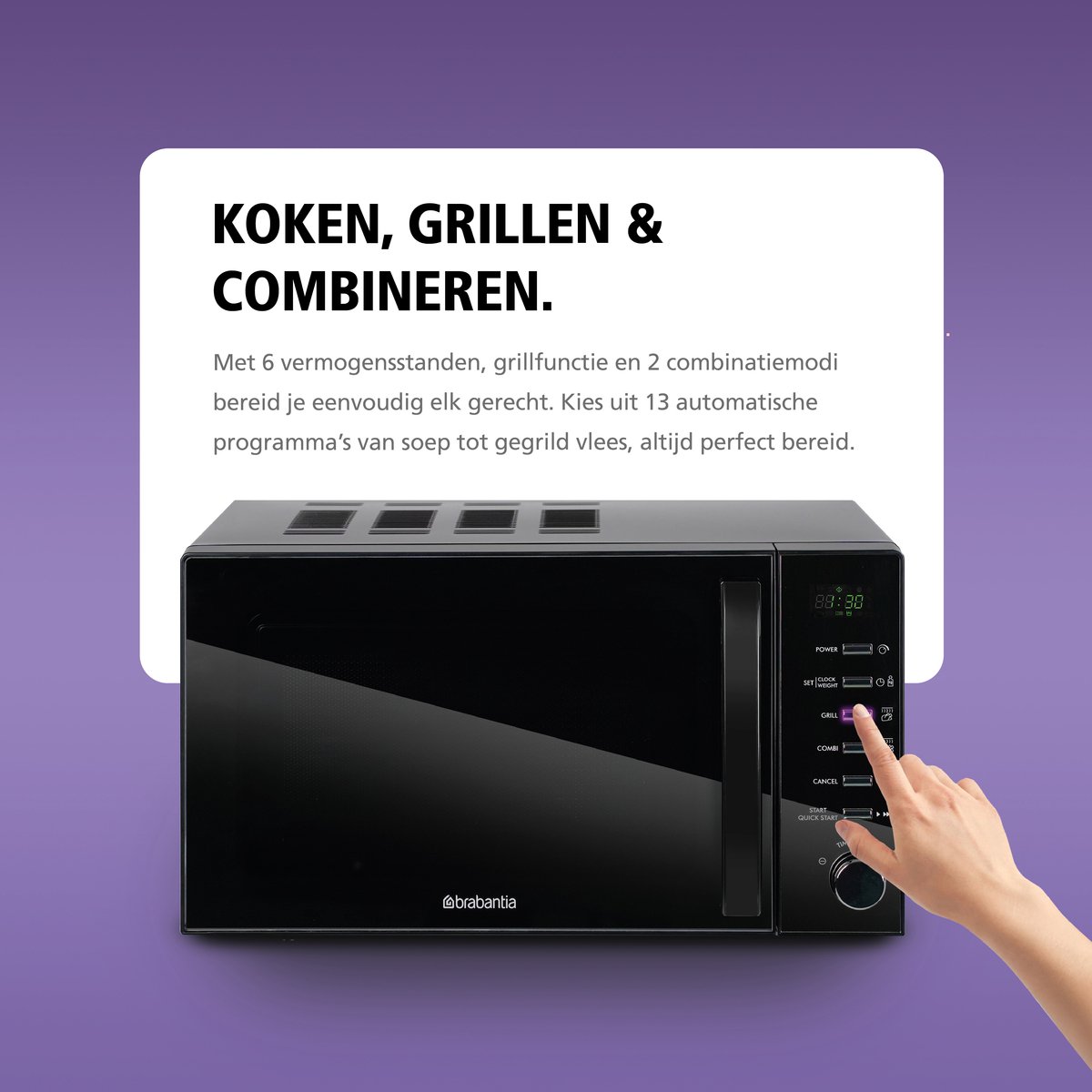 Brabantia BBEK1145DG Magnetron met Grillfunctie - Vrijstaand - 13 automatische kookprogramma's — afbeelding 5
