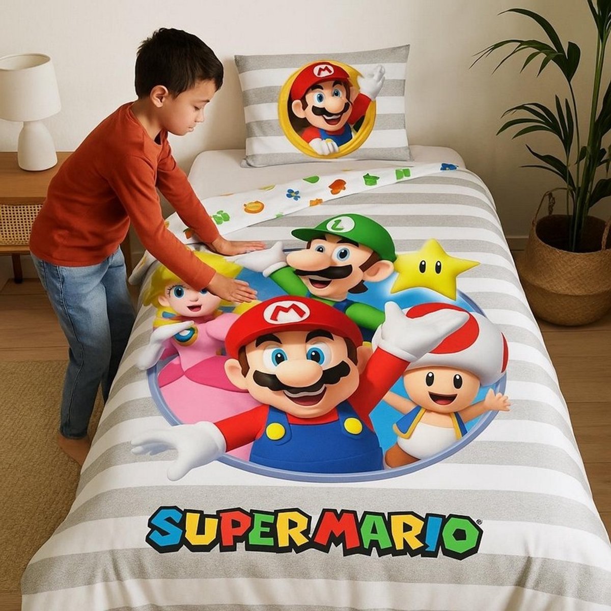 Super Mario - Dekbedovertrek 140x200 cm kussenloop 65x65 cm